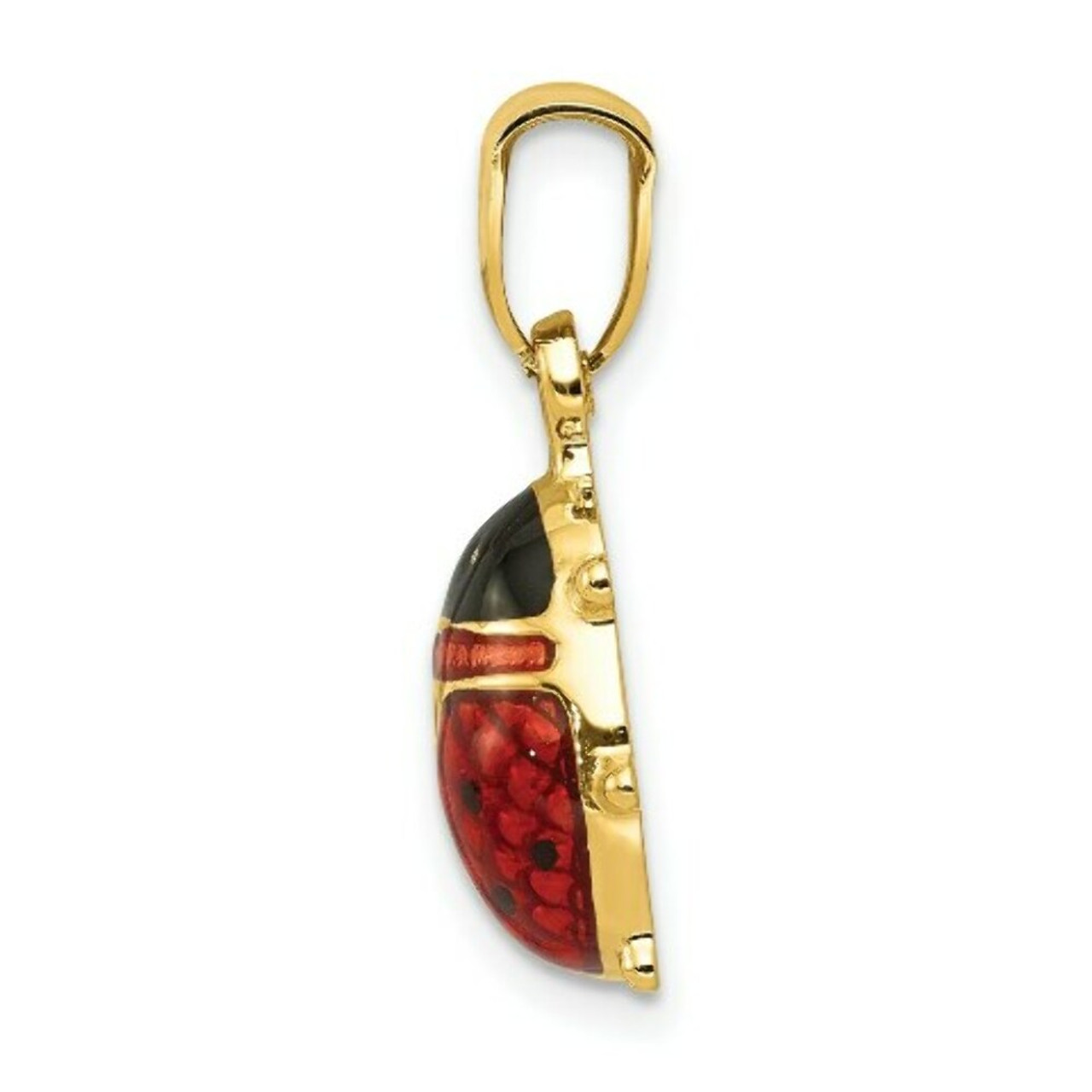 14K Yellow Gold Enameled Ladybug Charm - (A84-751)