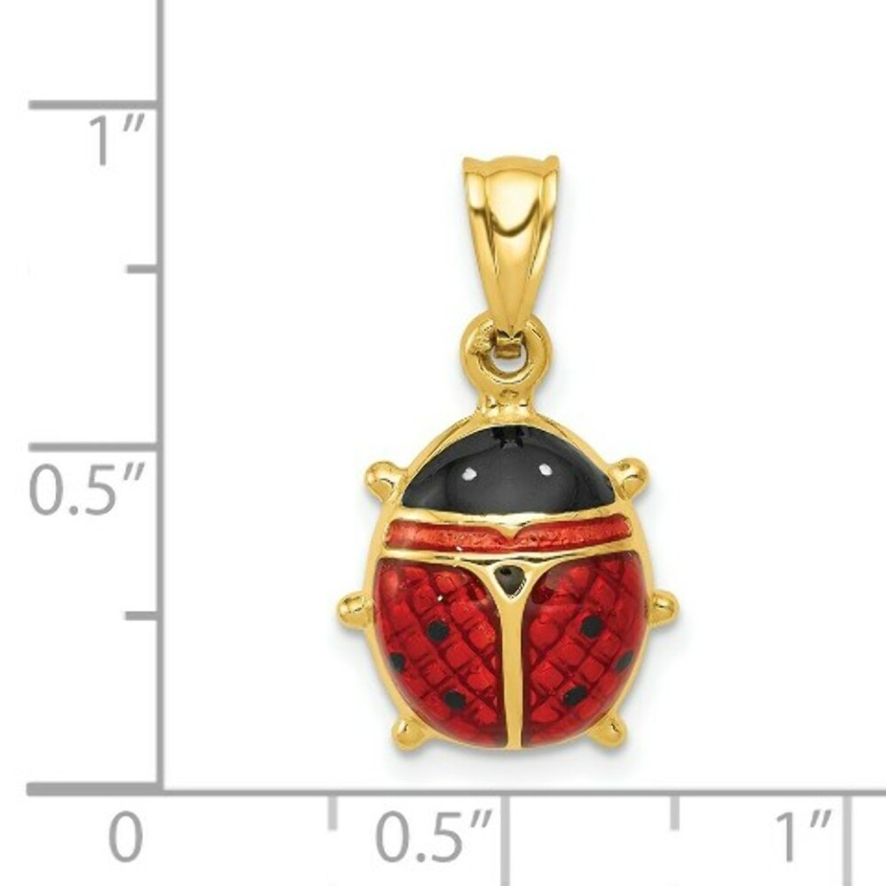 14K Yellow Gold Enameled Ladybug Charm - (A84-751)