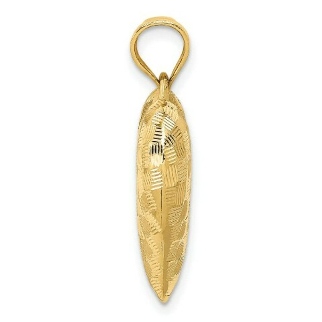 14K Yellow Gold Textured Puff Heart Pendant - (A84-924)