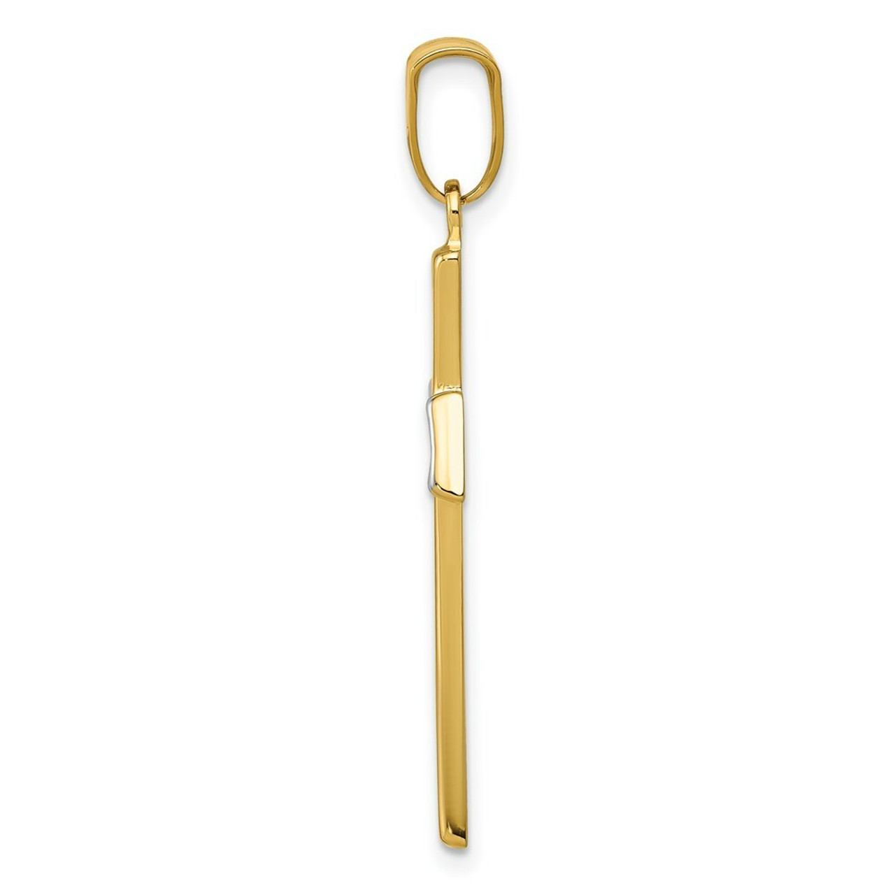 14K Yellow Gold Two-tone Cross Pendant - (A85-430)