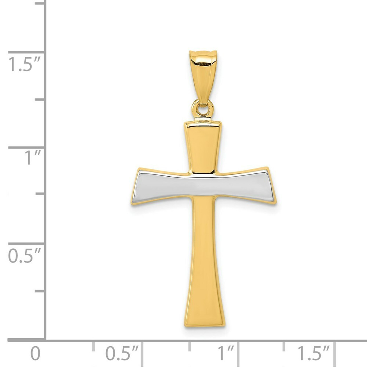 14K Yellow Gold Two-tone Cross Pendant - (A85-430)
