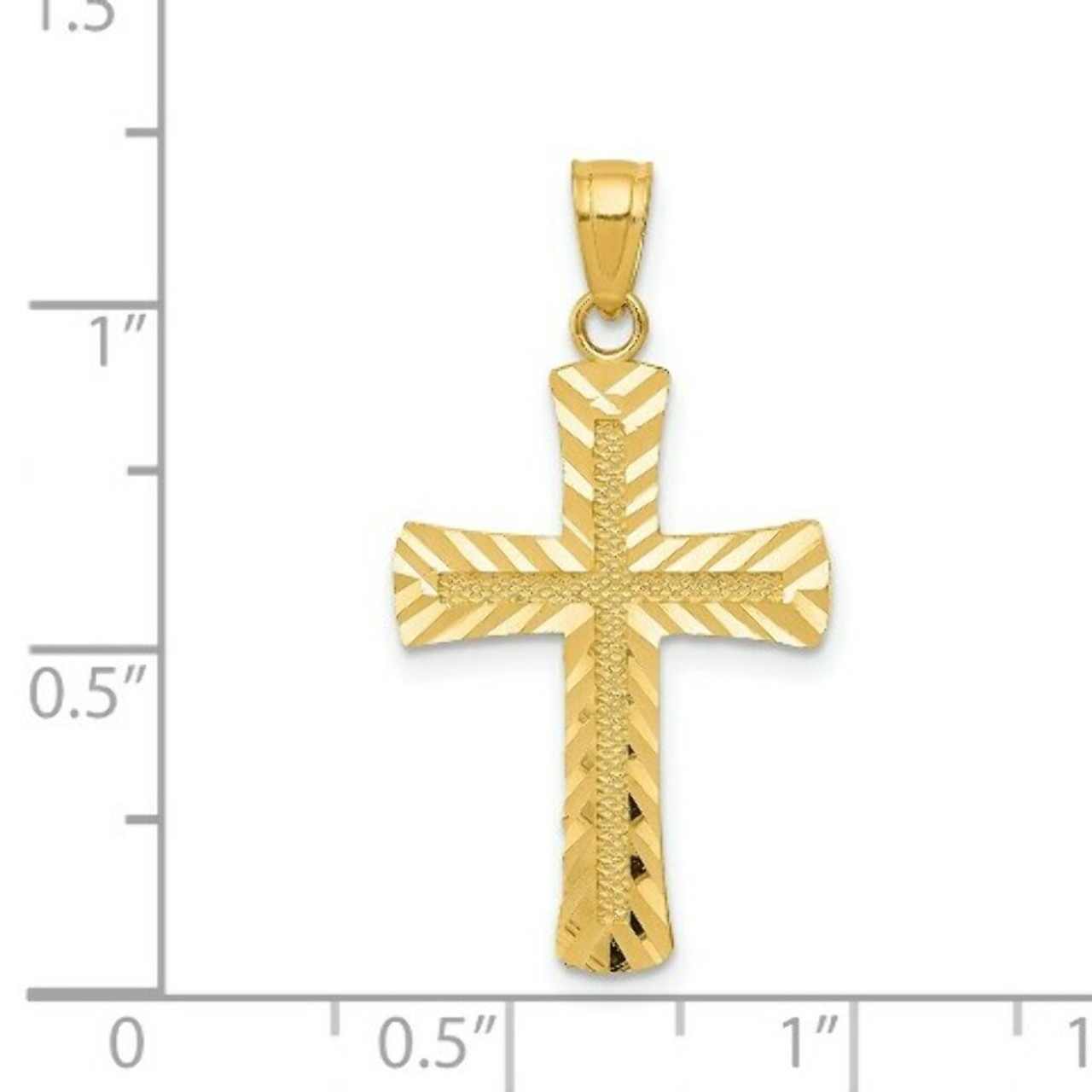 14k Yellow Gold Diamond-cut Latin Cross Pendant - (A85-866)