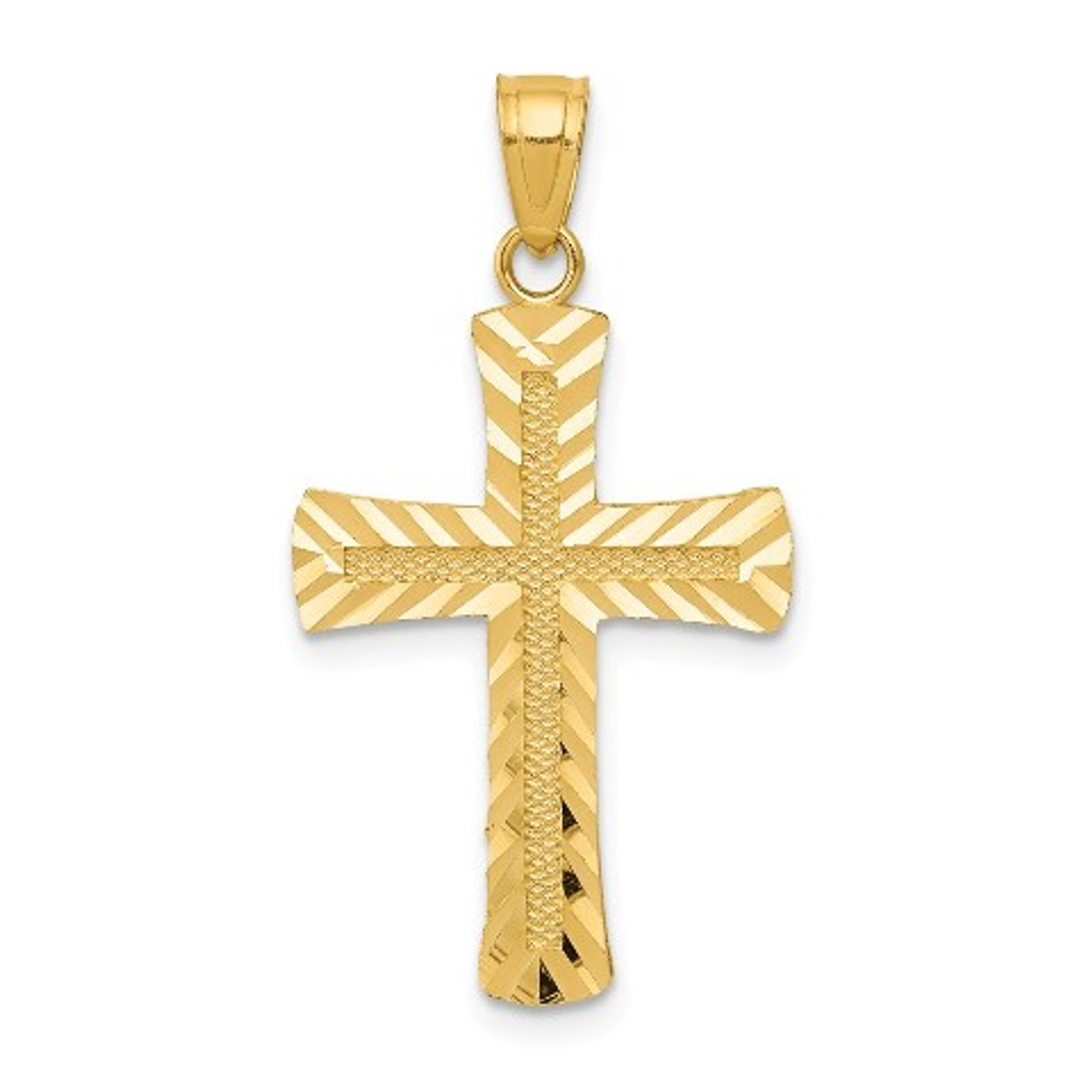 14k Yellow Gold Diamond-cut Latin Cross Pendant - (A85-866) - Roy