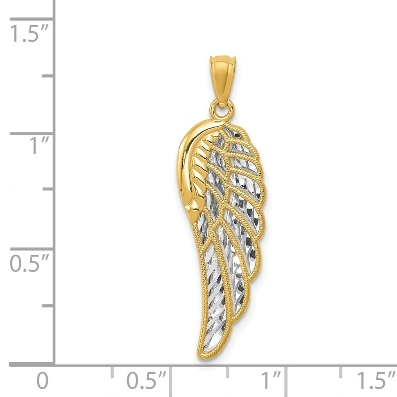 14k Yellow Gold Polished Two Level Angel Wing Pendant - (A86-300)