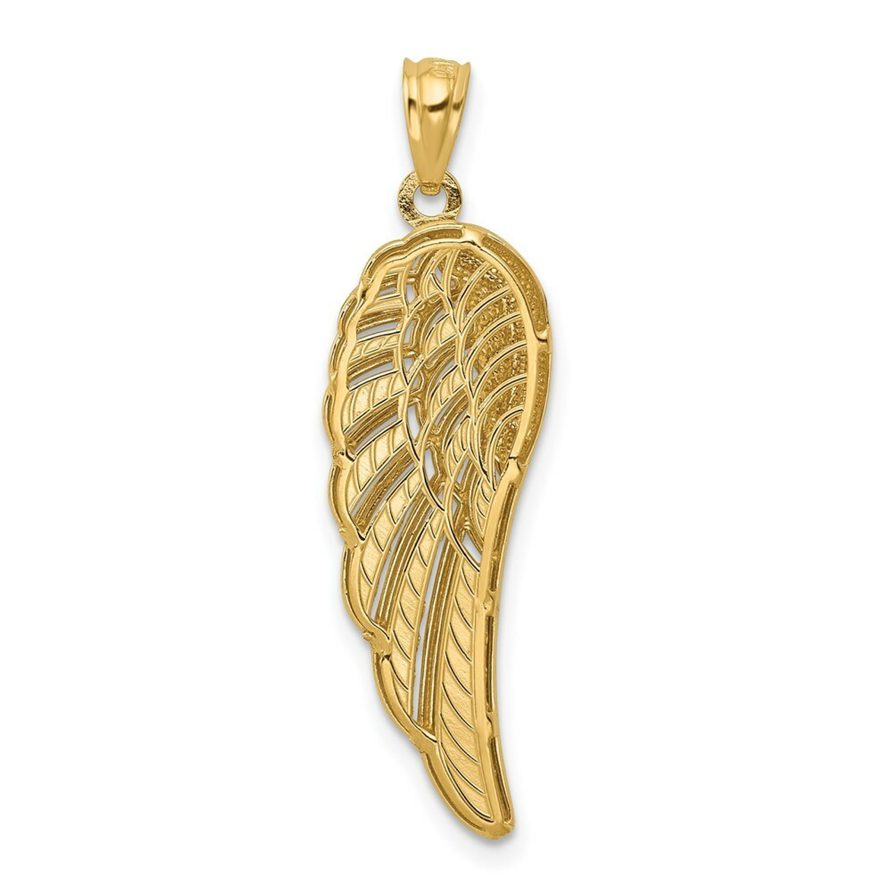 14k Yellow Gold Polished Two Level Angel Wing Pendant - (A86-300)