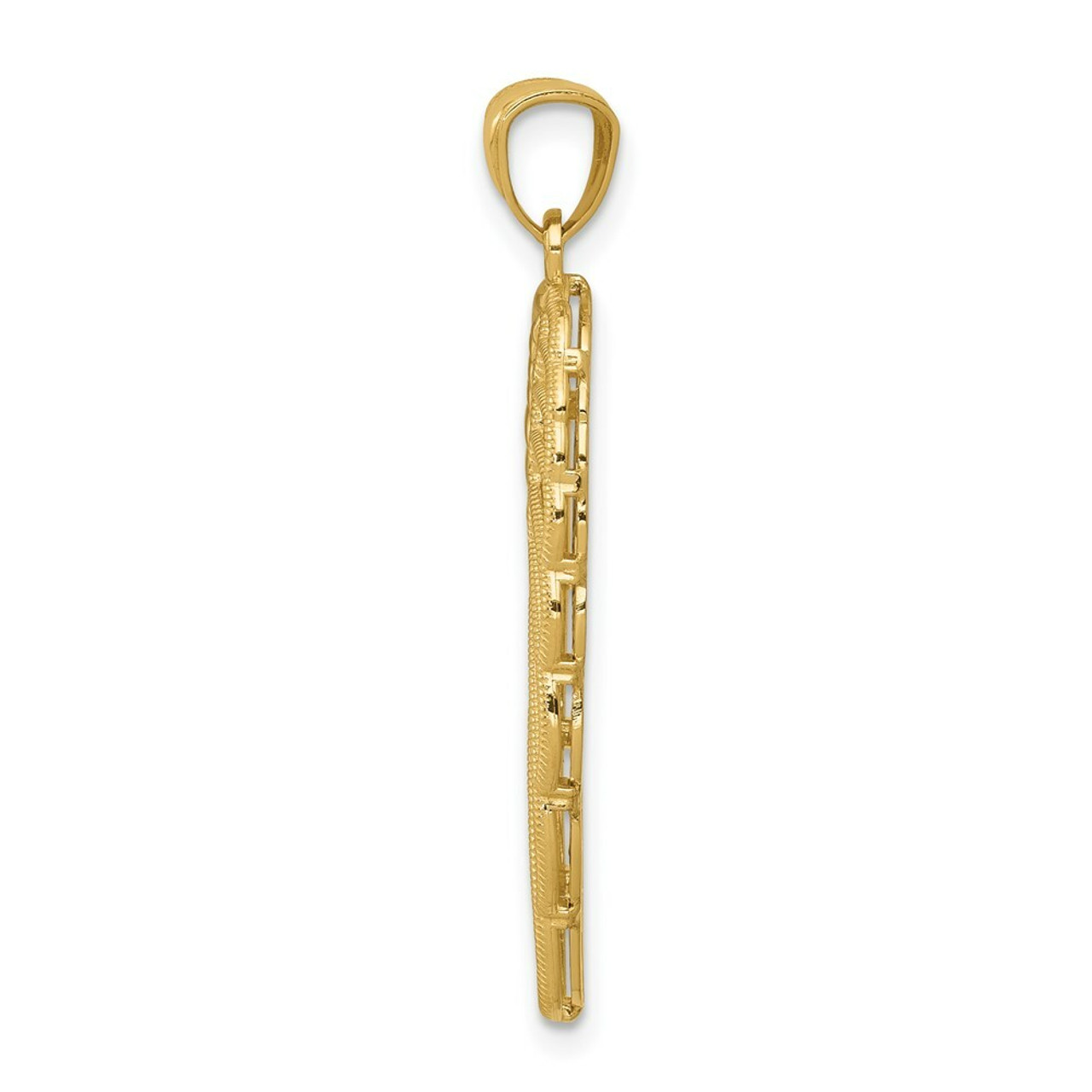 14k Yellow Gold Polished Two Level Angel Wing Pendant - (A86-300)