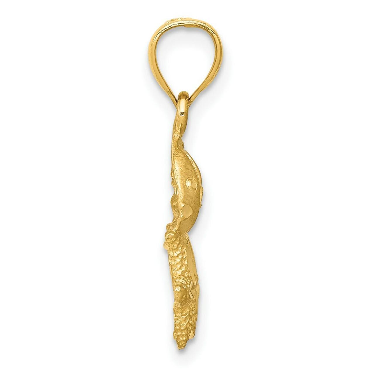 14k Yellow Gold Satin Diamond-cut Sea Life Pendant - (A86-355)