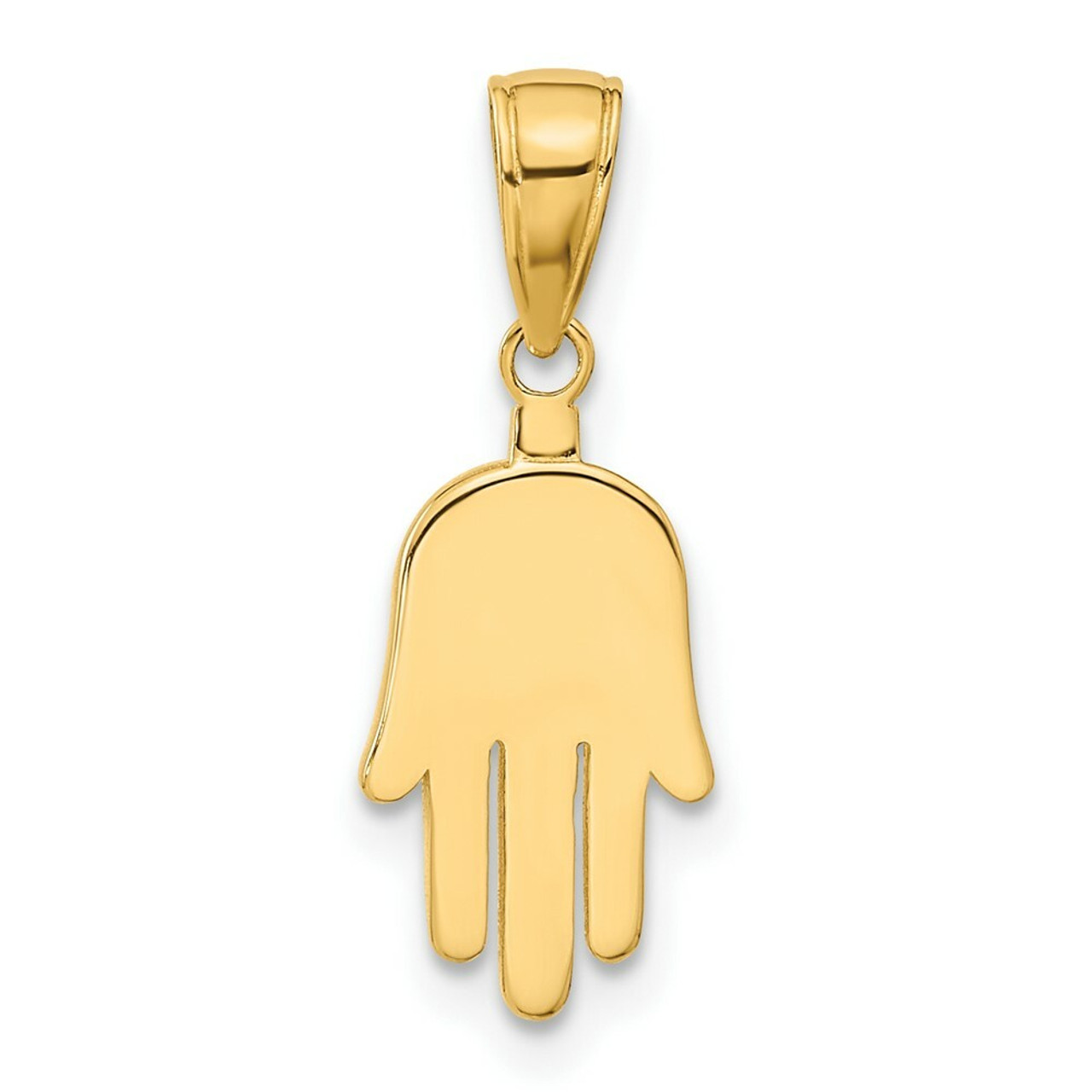 14K Yellow Gold Large Solid Hamsa Pendant - (A86-924)