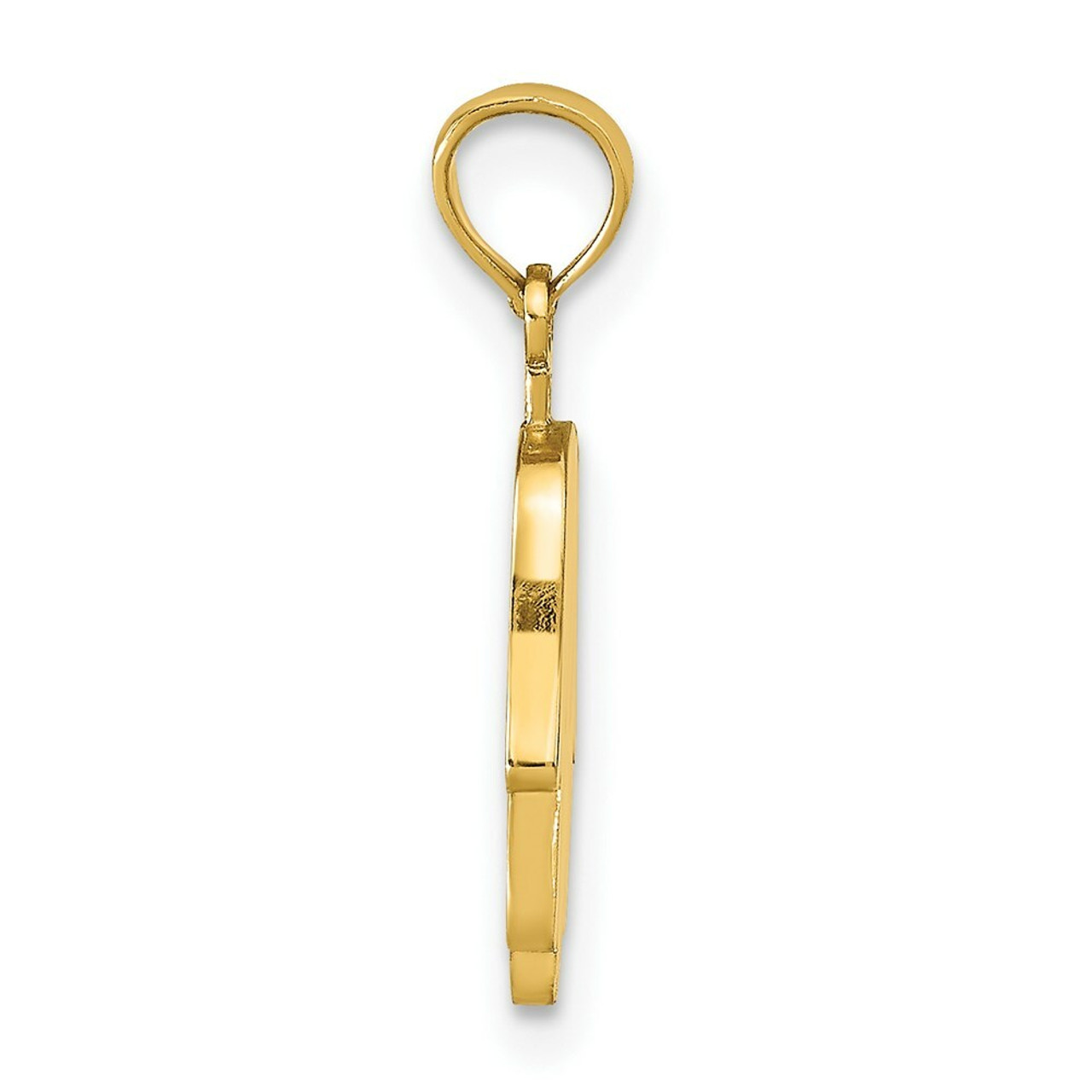 14K Yellow Gold Large Solid Hamsa Pendant - (A86-924)