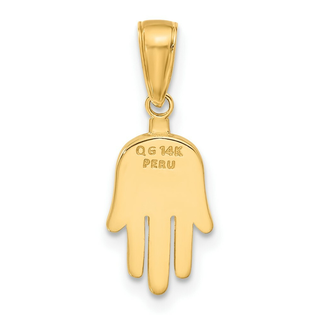 14K Yellow Gold Large Solid Hamsa Pendant - (A86-924)