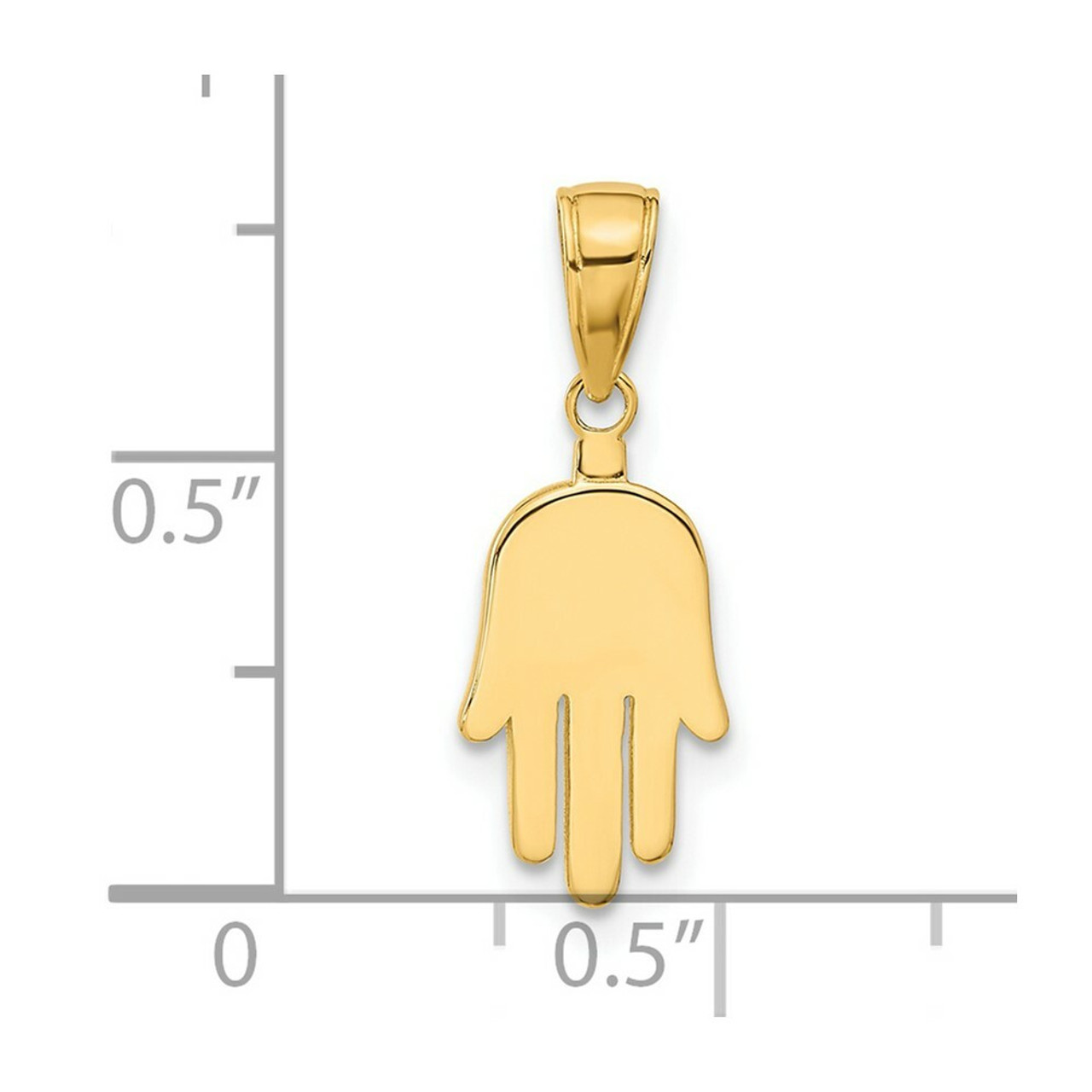 14K Yellow Gold Large Solid Hamsa Pendant - (A86-924)