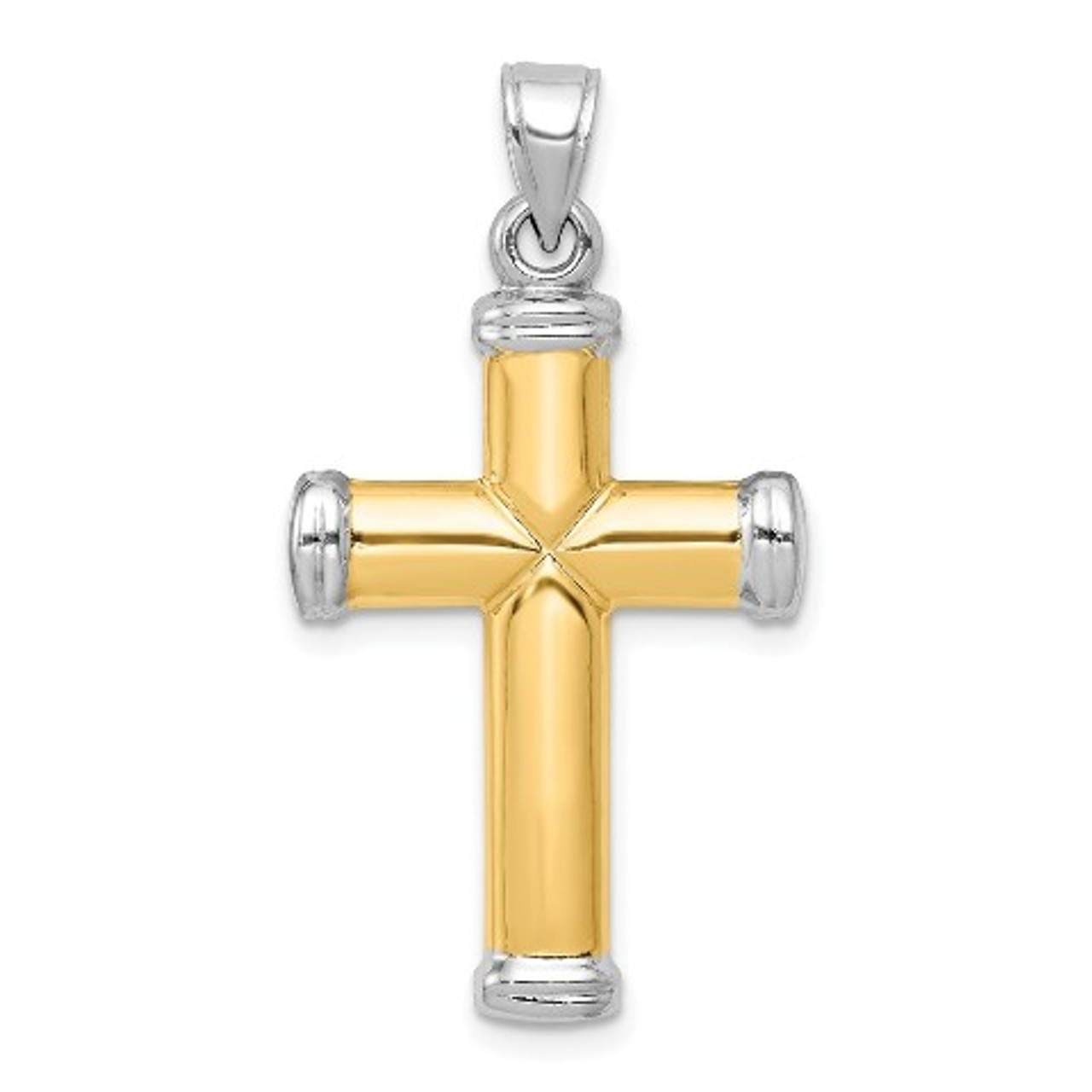 14K Yellow Gold Two-tone Reversible Cross - (A87-149)