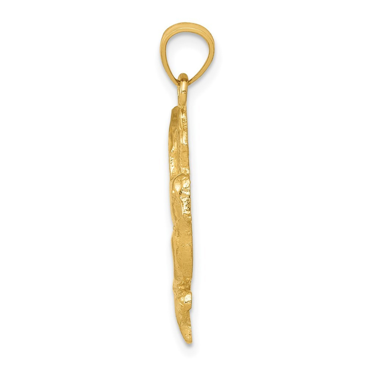 14k Yellow Gold Polished Hummingbird with Flower Pendant - (A87-165)