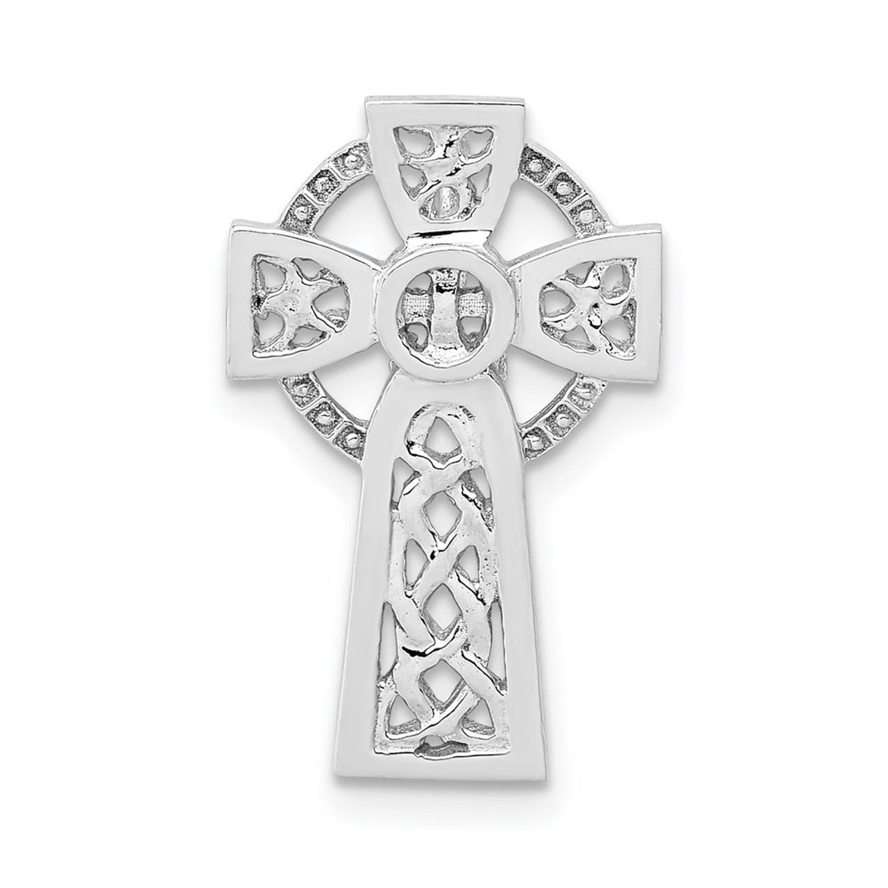 14k White Gold Polished Celtic Cross Chain Slide - (A87-201)