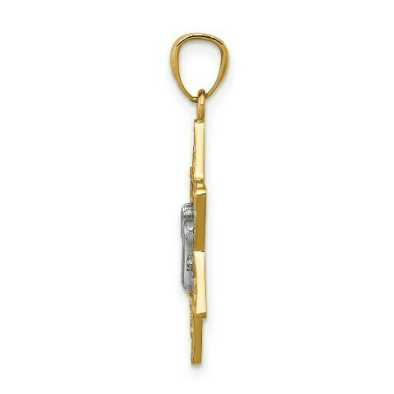 14K Two-tone Gold Polished Star of David with Chai Pendant - (A87-242)