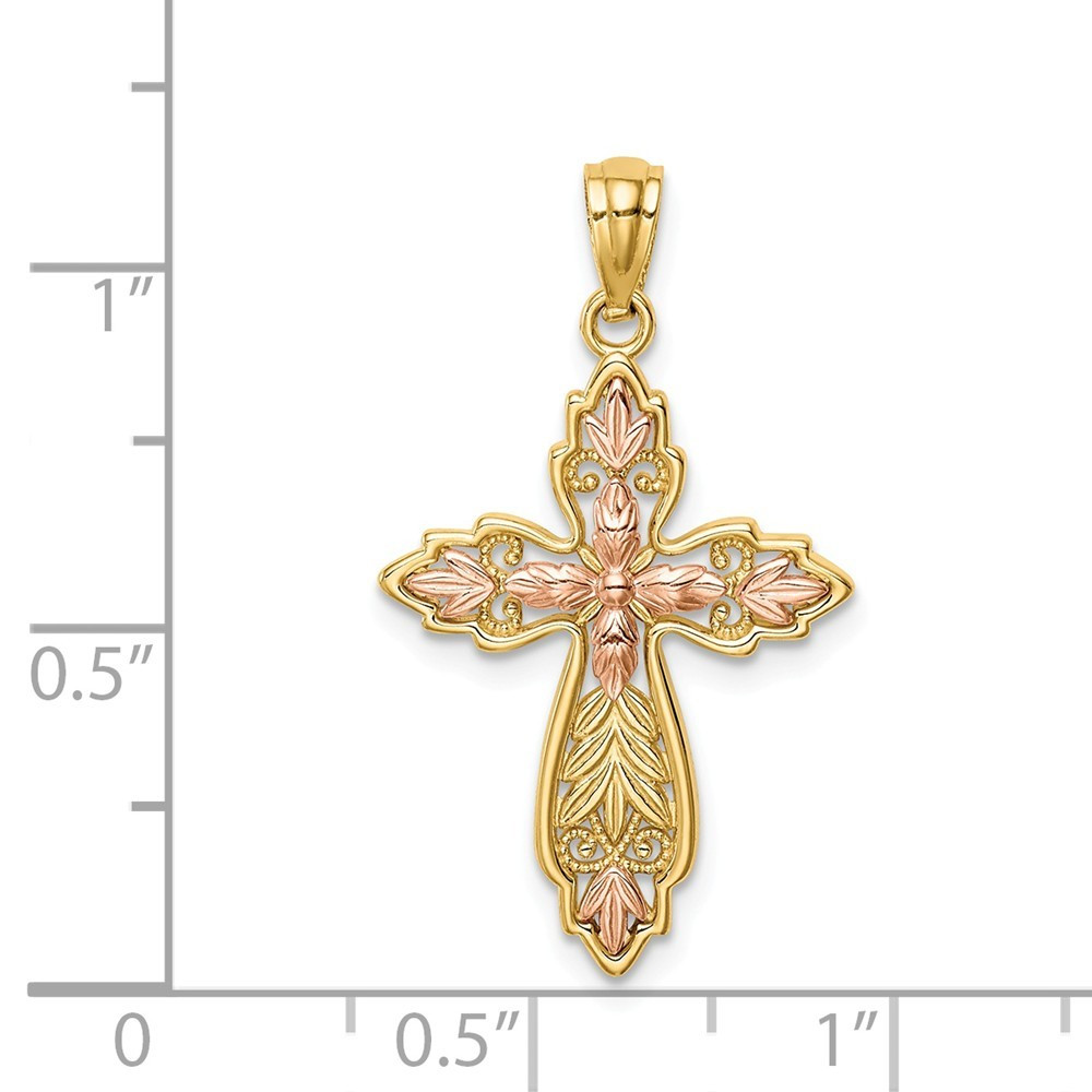 new top jewelry 14k クロスチャーム 14K Two-Tone Gold Cross Pendant - (A90-264) - Roy Rose Jewelry