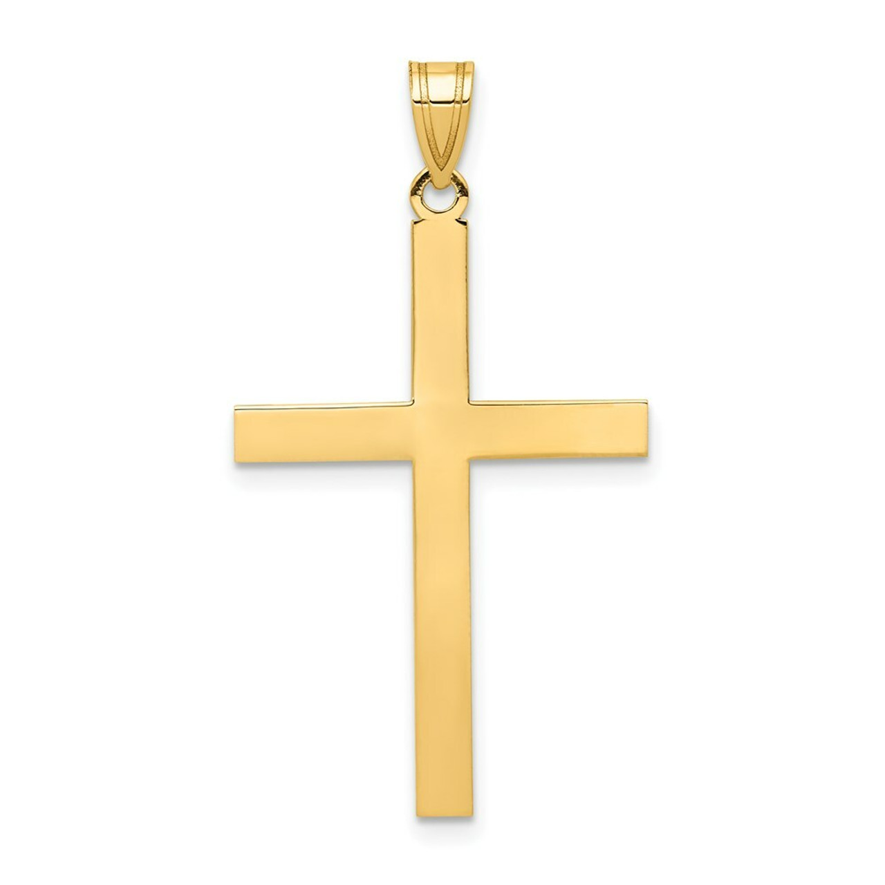 14K Yellow Gold Engravable Cross Charm - (A98-257)
