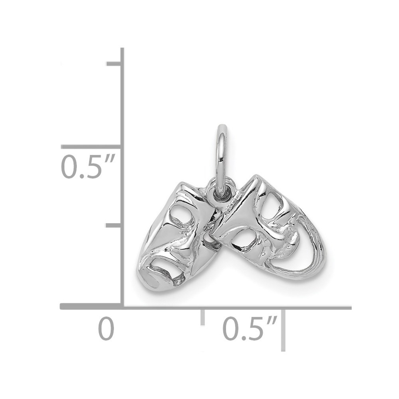 14K White Gold Comedy/Tragedy Charm Pendant - (A98-465)