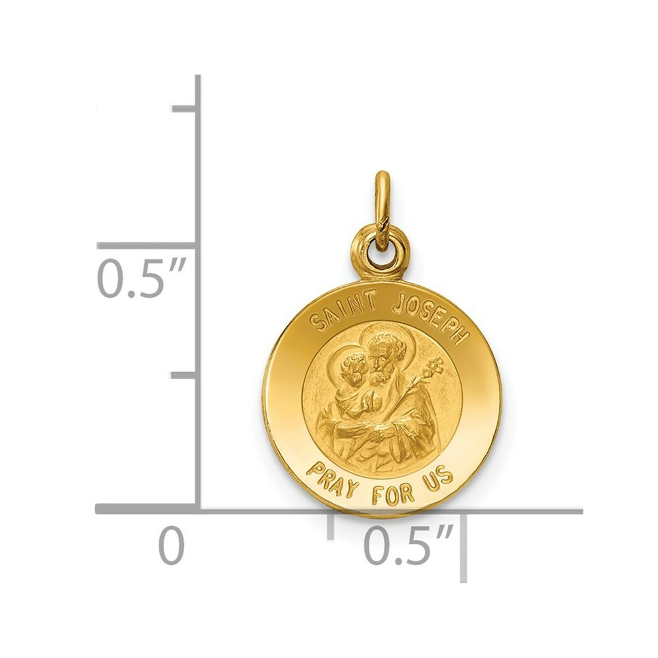 14K Yellow Gold Saint Joseph Medal Charm 11mm width - (A98-552)