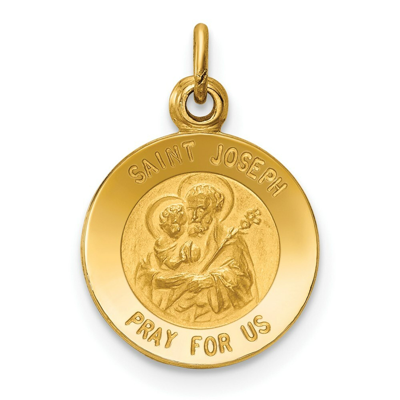 14K Yellow Gold Saint Joseph Medal Charm 11mm width - (A98-552)