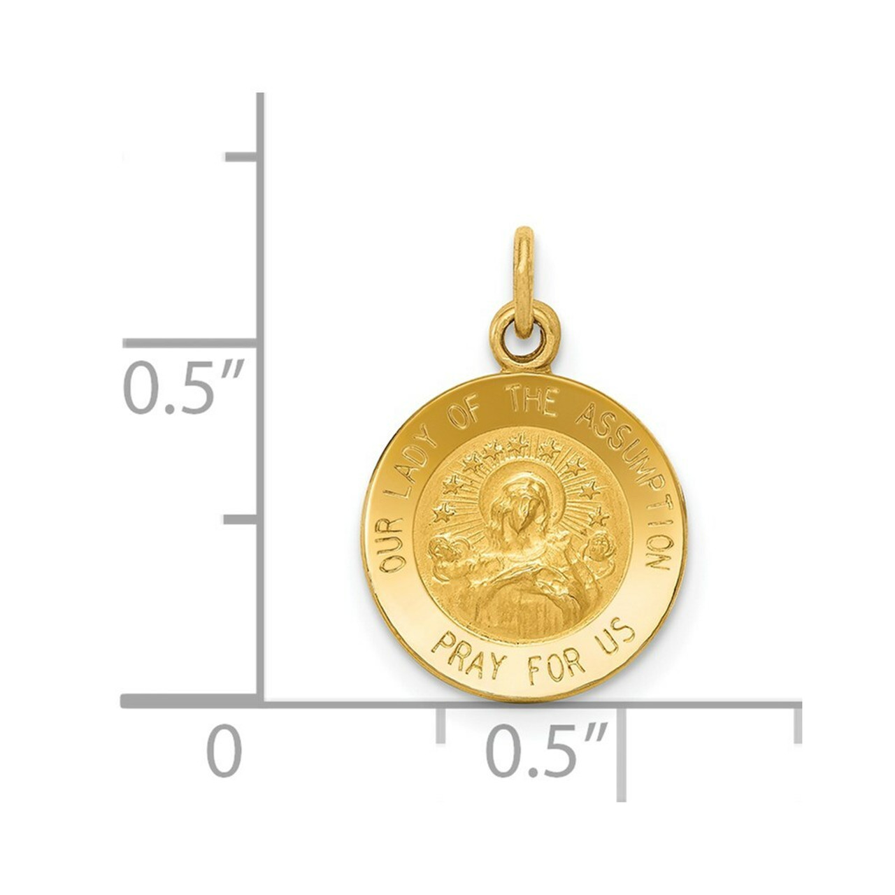 14K Yellow Gold Our Lady Of The Assumption Medal Charm 12mm width - (B11-250)