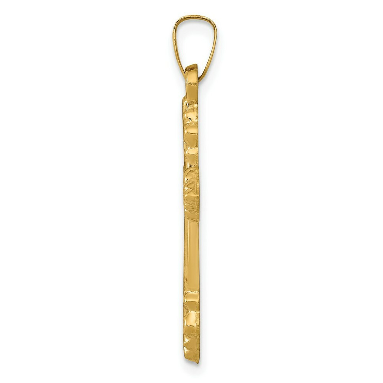 14K Yellow Gold Brushed and Polished Budded Cross Pendant - (B11-321)