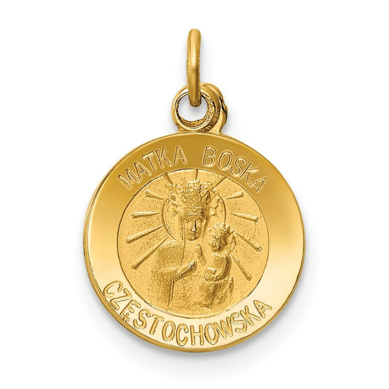 14K Yellow Gold Matka Boska Medal Charm - (B11-349)
