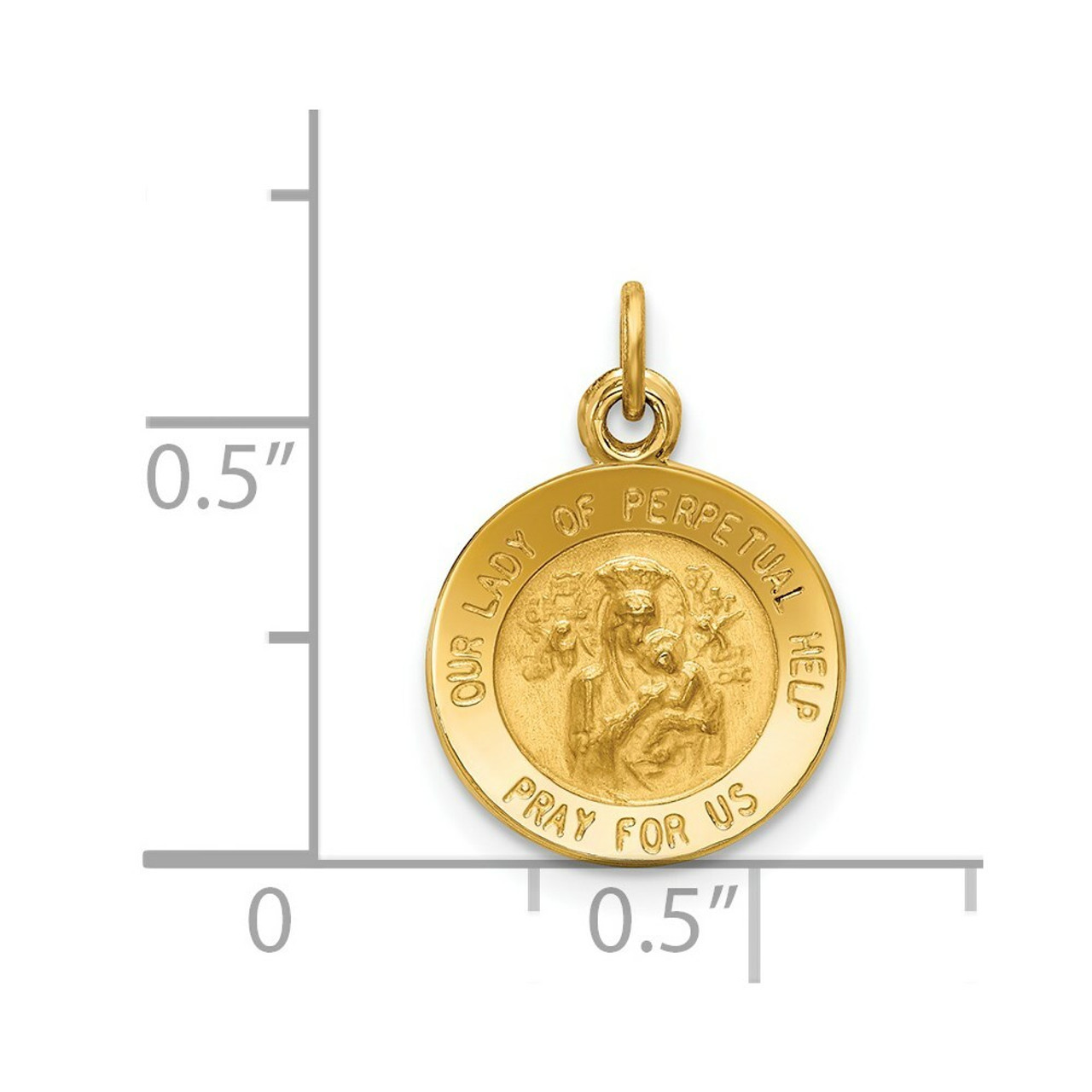14K Yellow Gold Our Lady of Perpetual Help Medal Charm 12mm width - (B11-454)