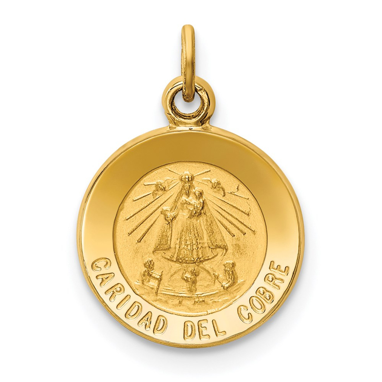 14K Yellow Gold Our Lady of Cuba Medal Charm 12mm width - (B11-567)