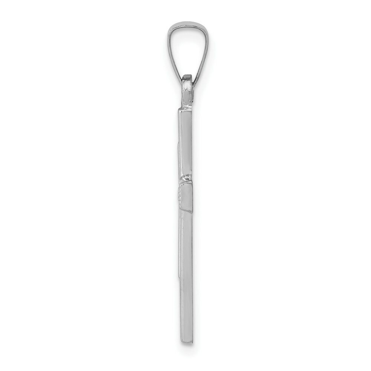 14K White Gold Brushed and Polished Latin Cross Pendant - (B11-635)