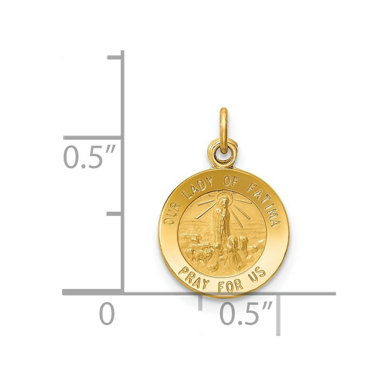 14K Yellow Gold Our Lady of Fatima Medal Charm 12mm width - (B11-678)