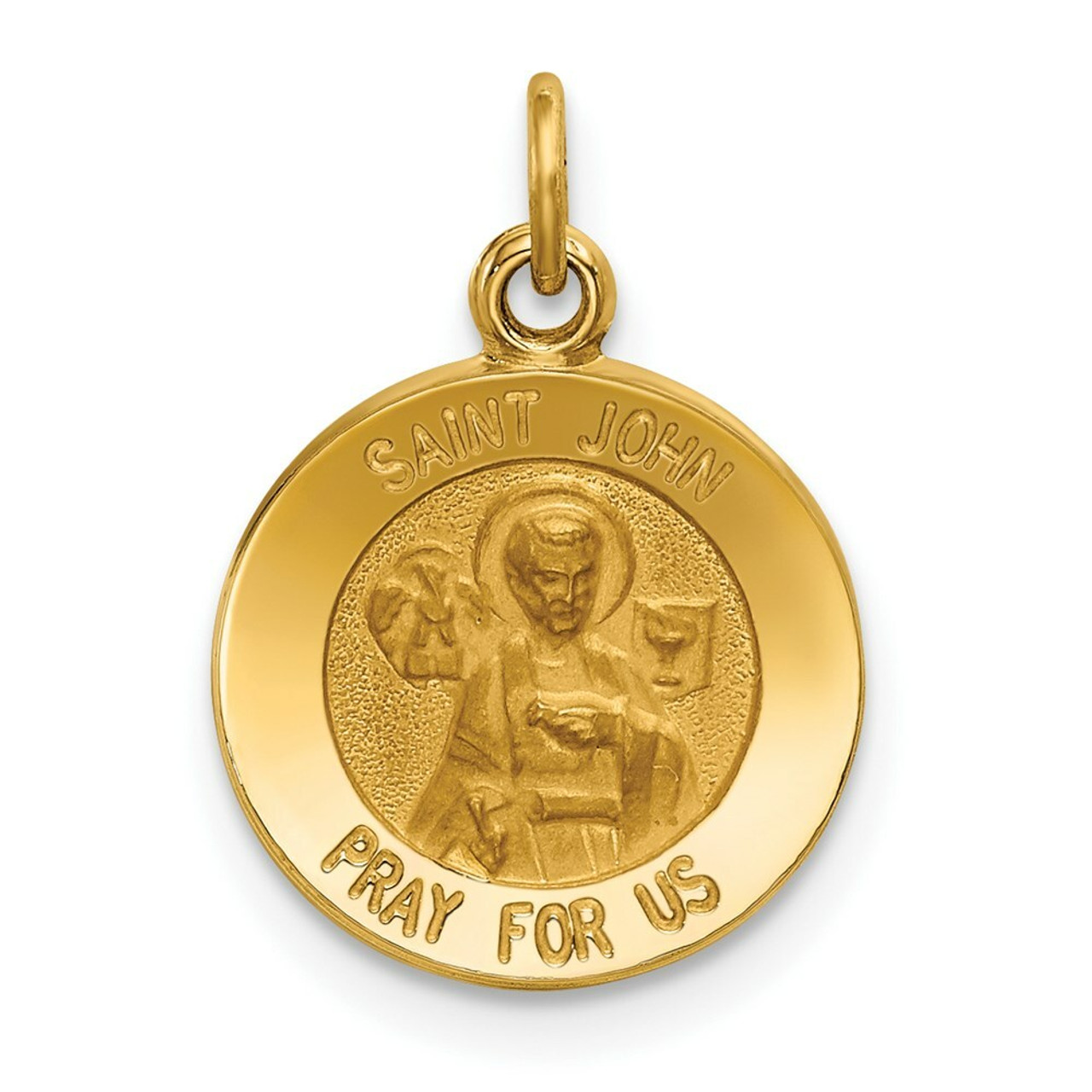 14K Yellow Gold Saint John Medal Charm 13mm width - (B11-692)