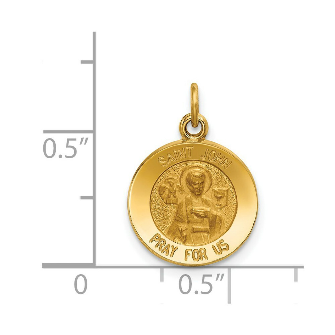 14K Yellow Gold Saint John Medal Charm 13mm width - (B11-692)