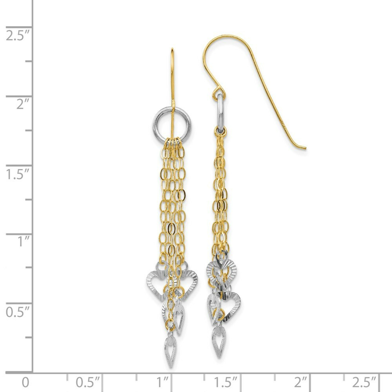 14K Two-tone Gold Circle 5 Heart Earrings - (B41-741)