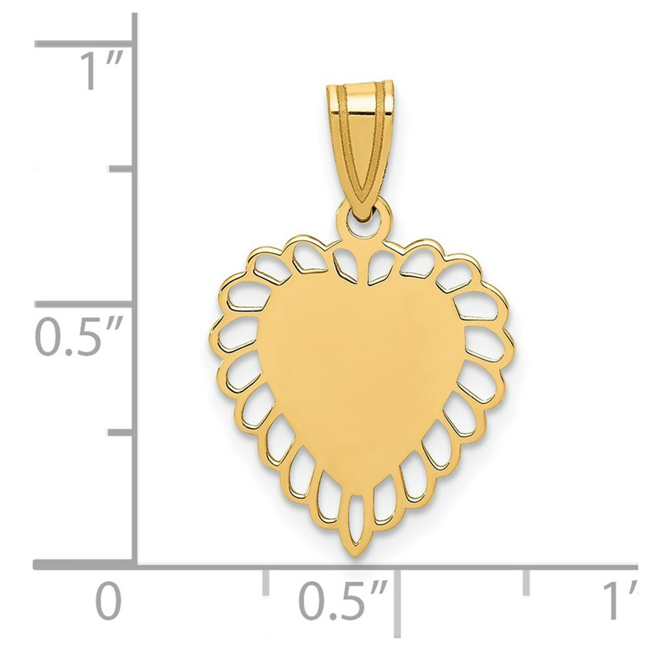 14K Yellow Gold Heart Charm 15mm Diameter - (A82-784)