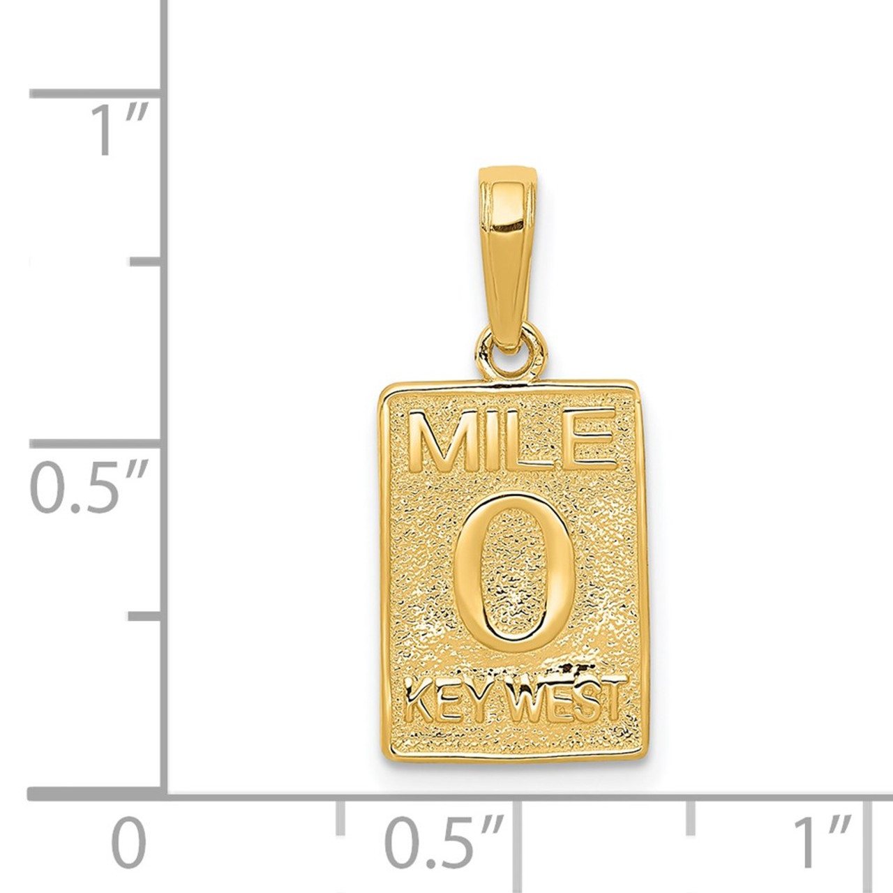 14K Yellow Gold Mile 0 Key West Mile Marker Pendant - (A82-986)