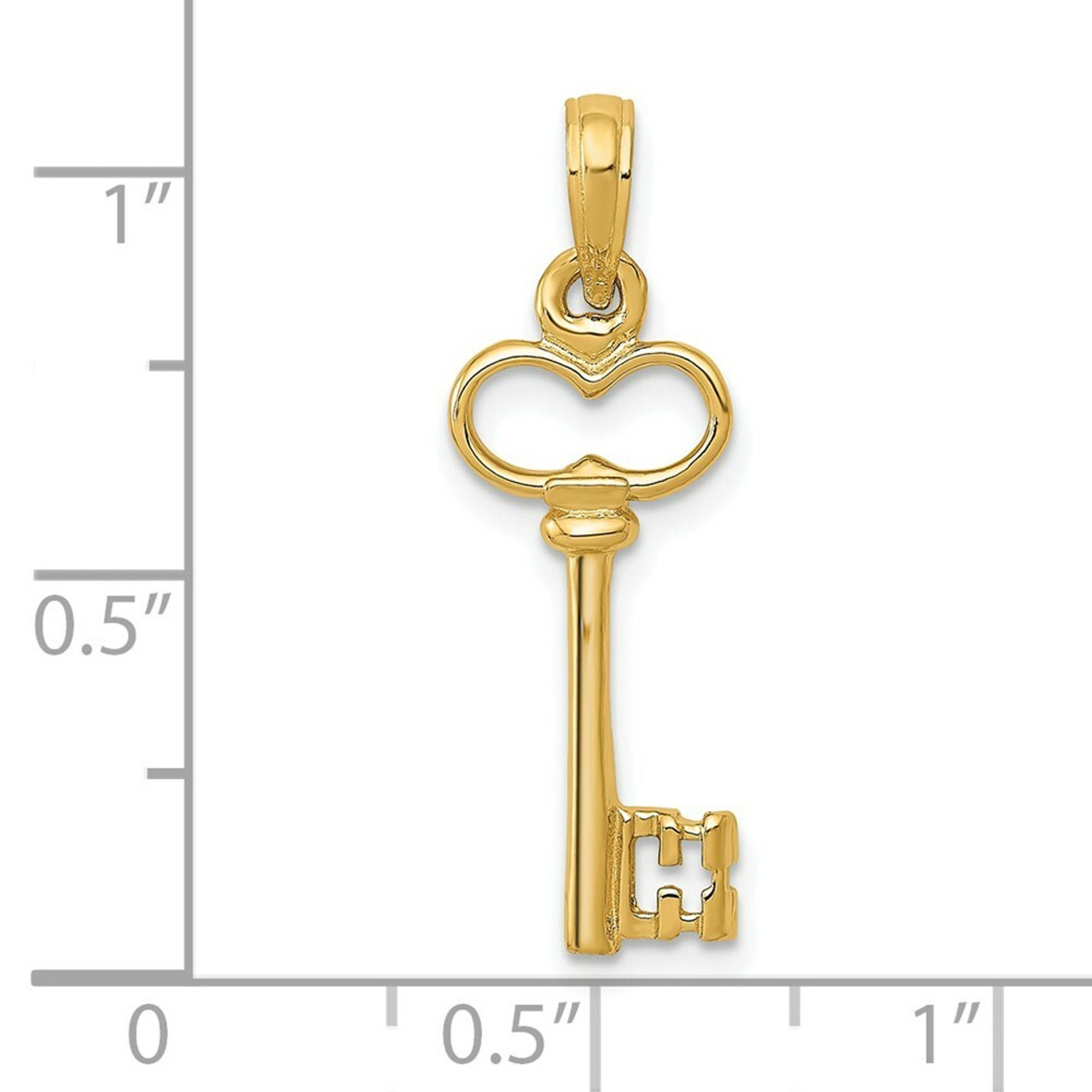 14K Yellow Gold 3-D Key Pendant - (A83-354)