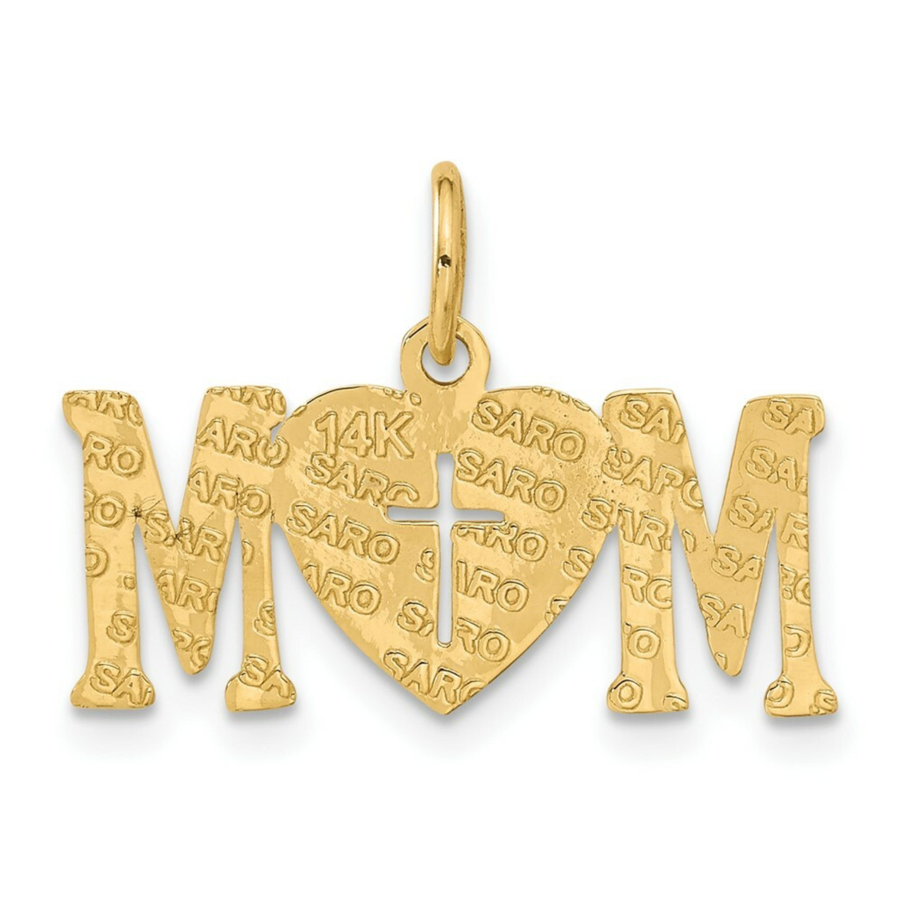 14K Yellow Gold Polished Mom with Cross Charm - (A83-383)