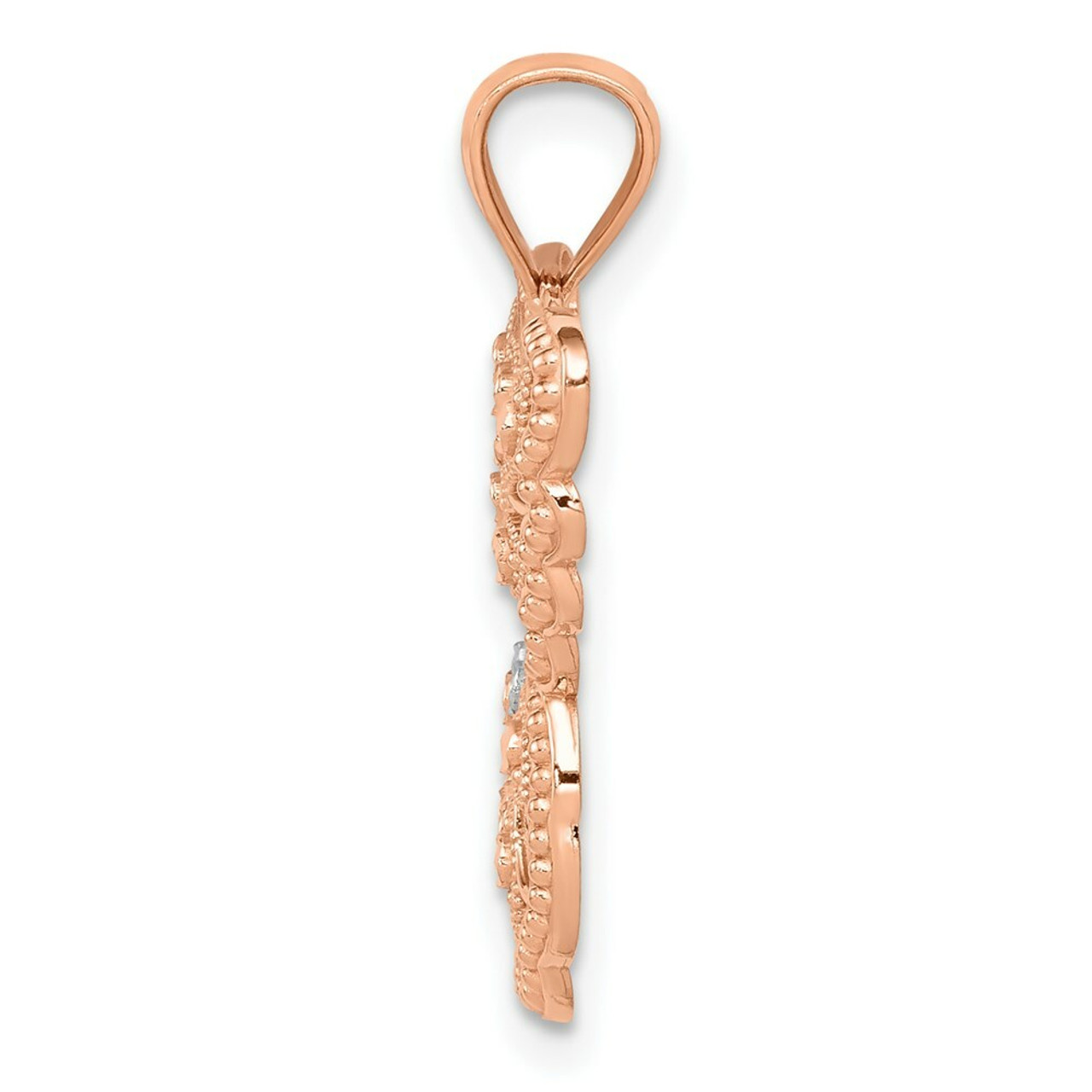 14K Rose Gold Rhodium Plated Diamond-cut Butterfly Pendant - (A83-567)