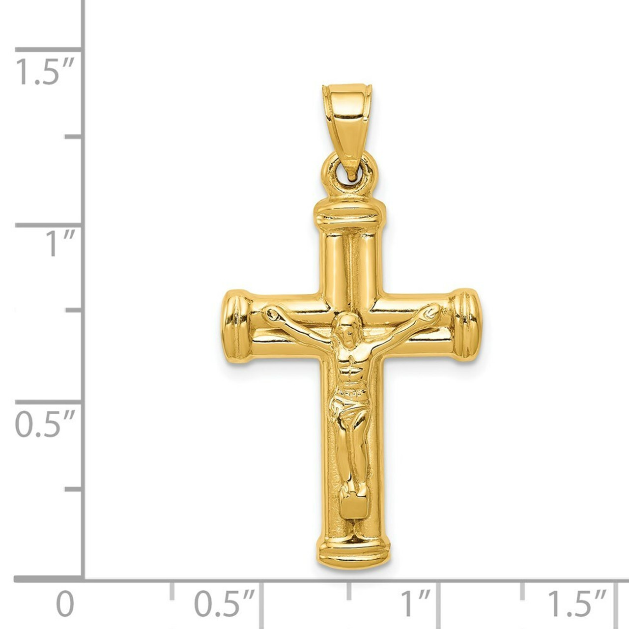 14K Yellow Gold Reversible Crucifix /Cross Pendant 35mm length - (A83-576)