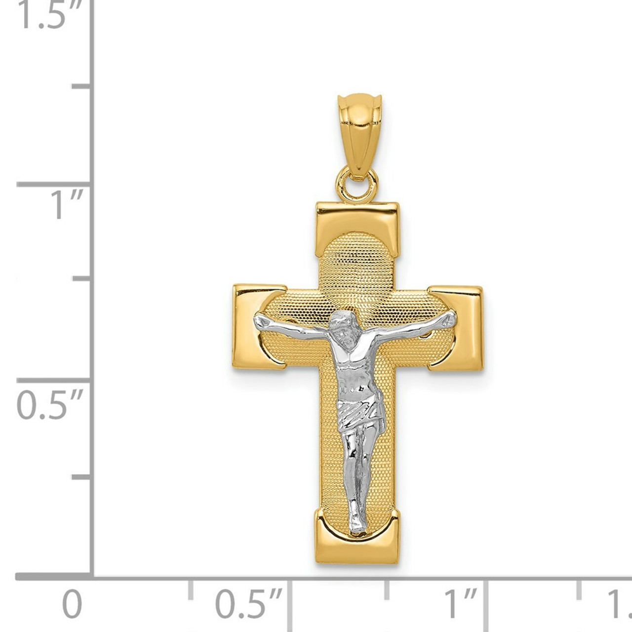 14K Two-tone Gold Crucifix Pendant 31mm length - (A83-581)