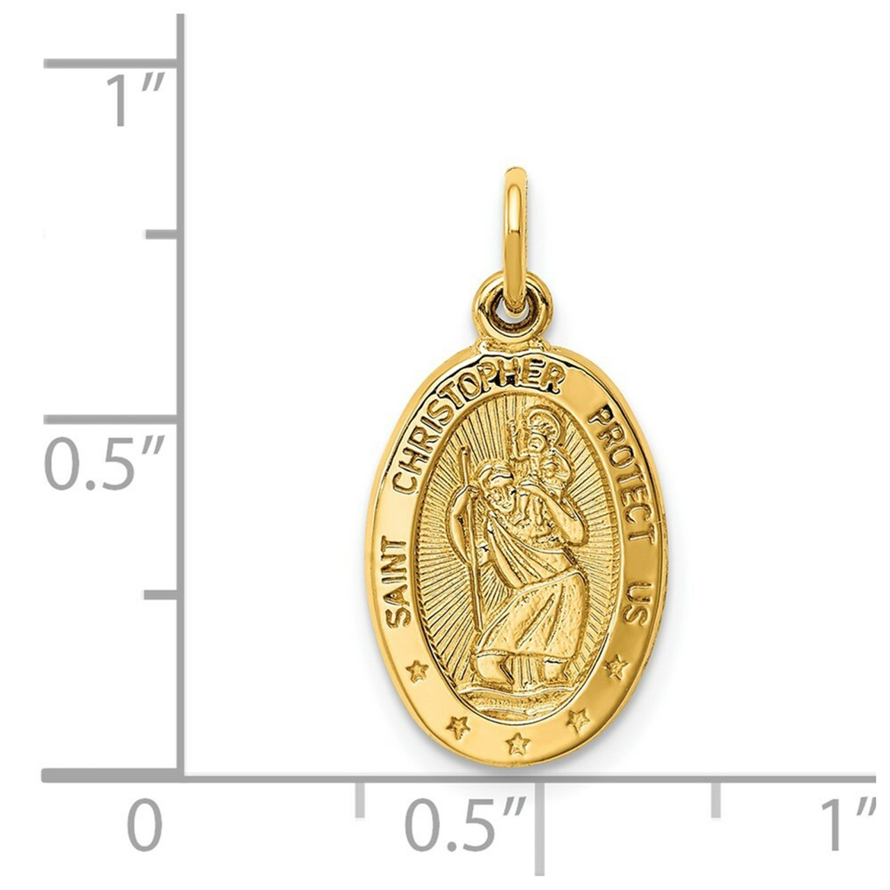 14K Yellow Gold Saint Christopher Medal Charm 12mm width - (A83-933)