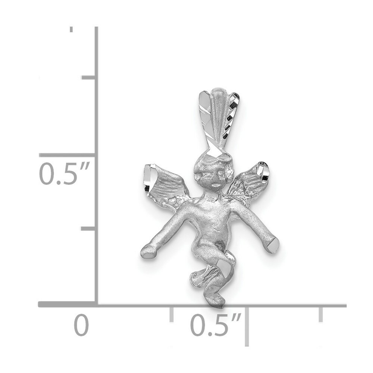 14K White Gold Satin Angel Pendant - (A84-360)