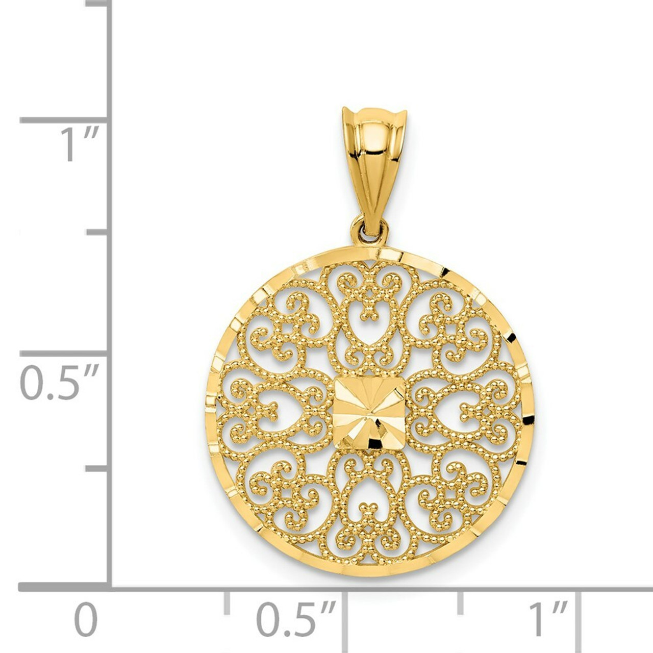 14K Yellow Gold Fancy Filigree & Diamond-cut Charm - (A84-465)