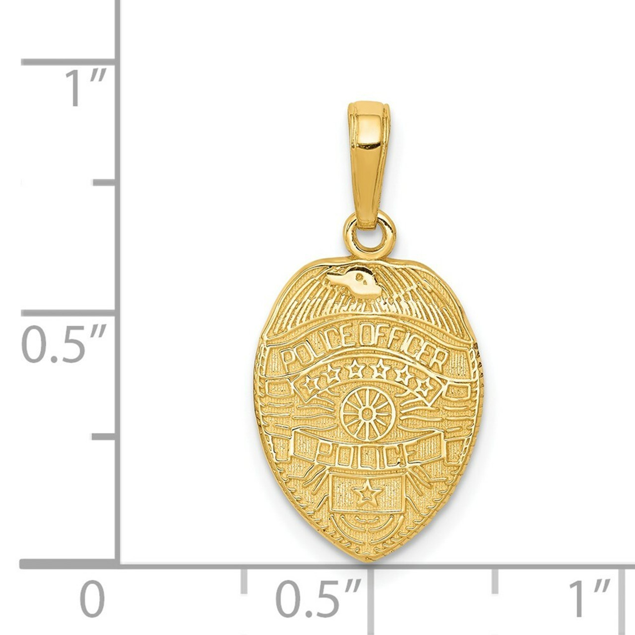 14K Yellow Gold Police Officer Badge Pendant - (A84-468)