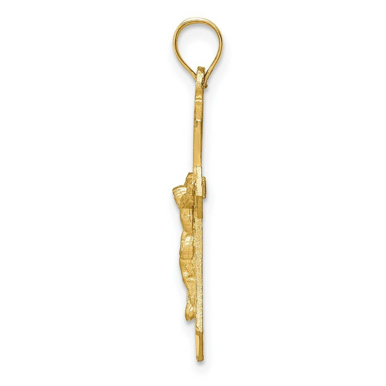 14K Yellow Gold Satin & Diamond-cut Crucifix Charm - (A84-624)