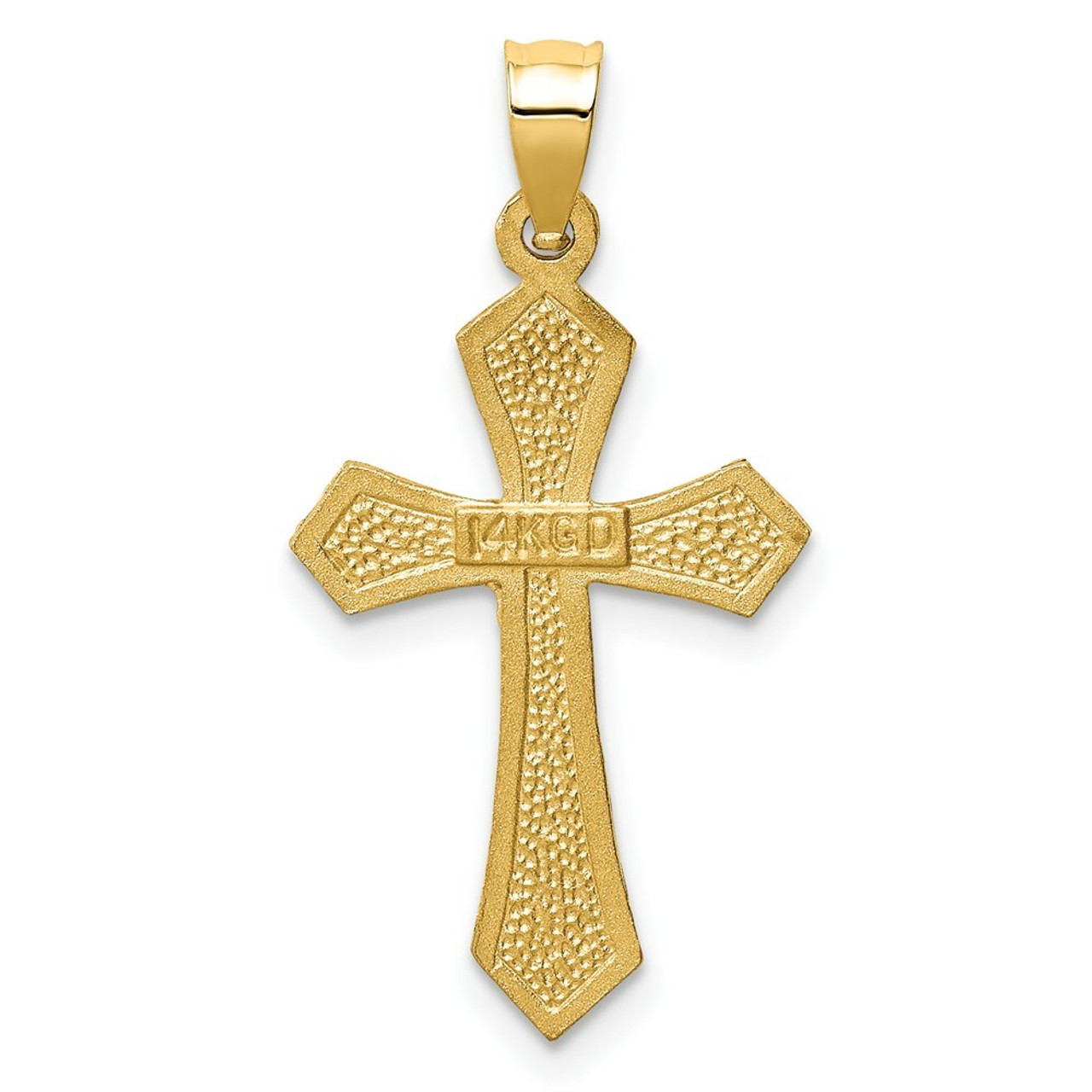 14K Yellow Gold Satin & Diamond-cut Crucifix Charm - (A84-624)