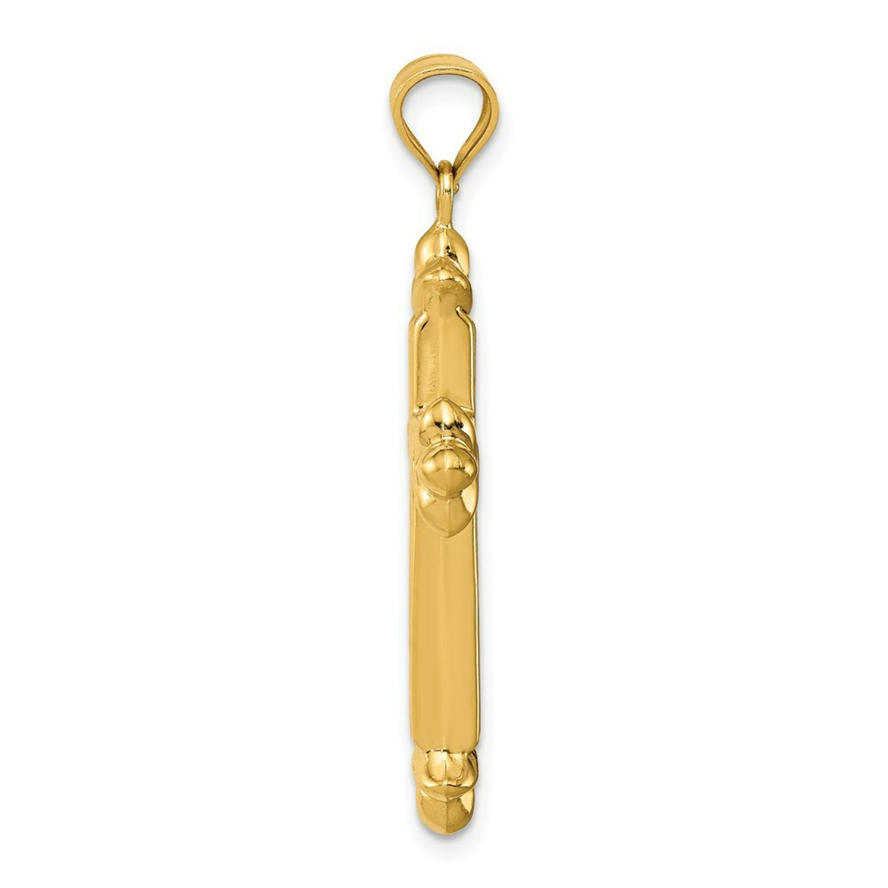 14K Yellow Gold Reversible Diamond-cut Cross Pendant 39mm length - (A84-972)