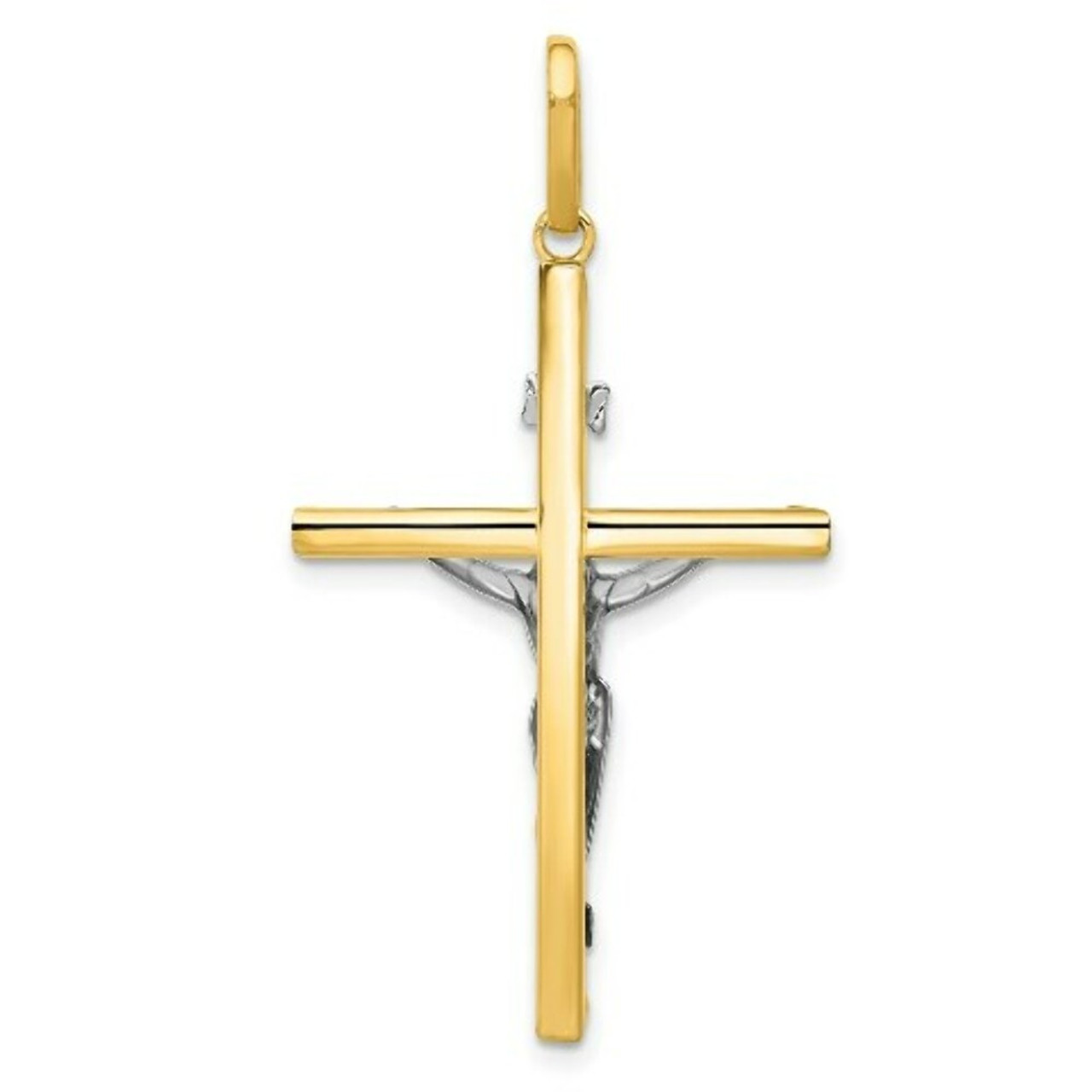 14K Two-tone Gold Crucifix Pendant 41mm length - (A84-981)