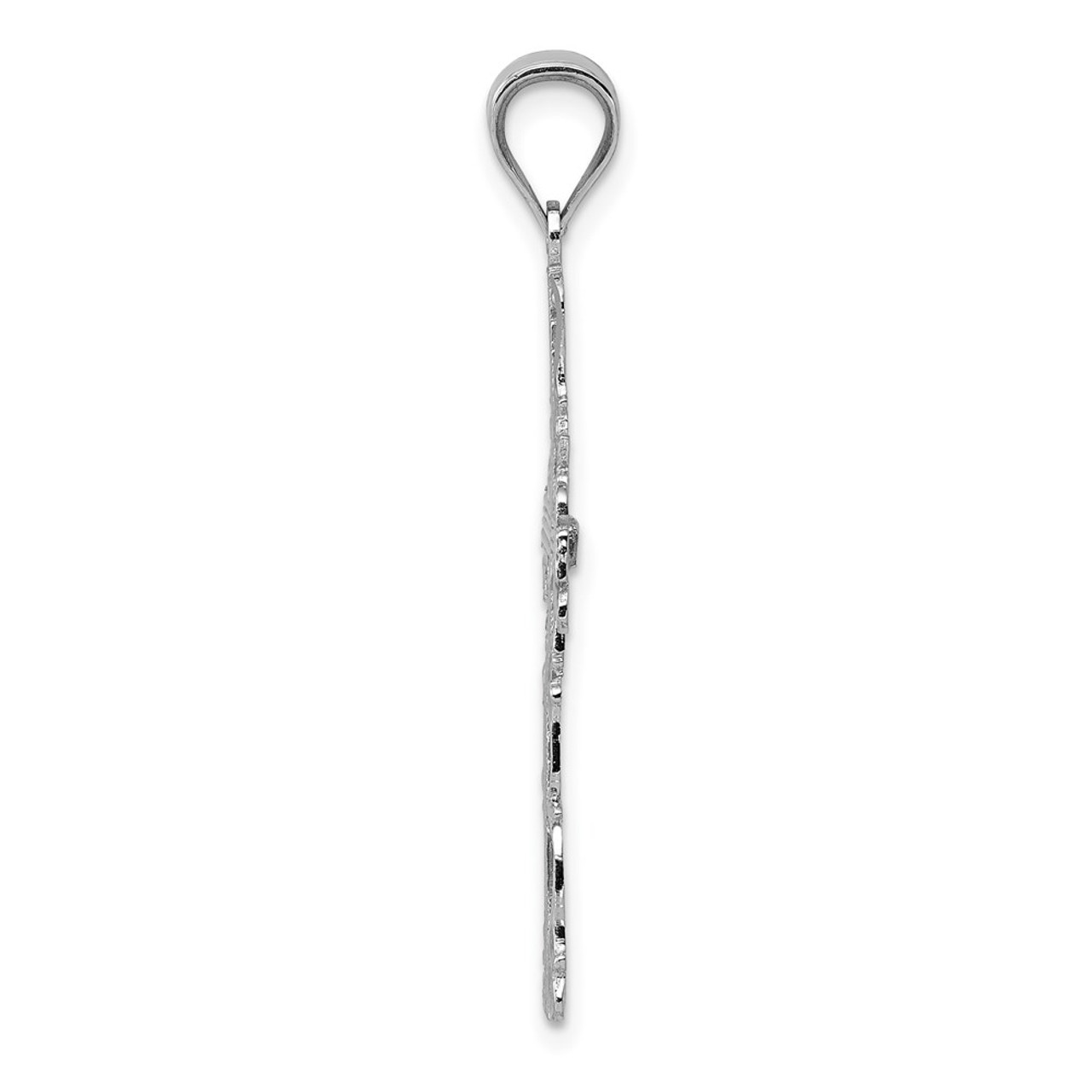 14K White Gold Latin Cross Pendant 36mm length - (A84-993)